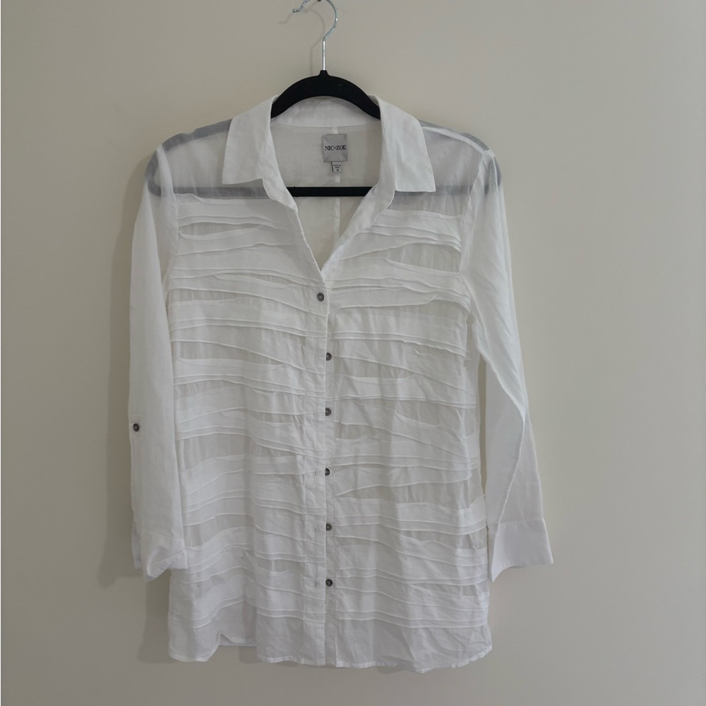 NIC+ZOE White Casual Button Down Shirt